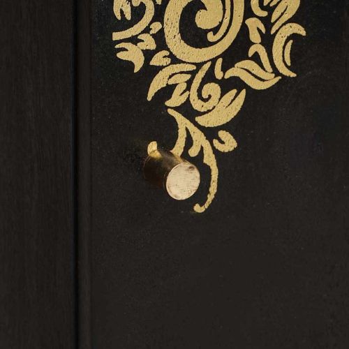 Стенен шкаф с врата Черно 38 x 33 x 48 см Солидно мангово дърво