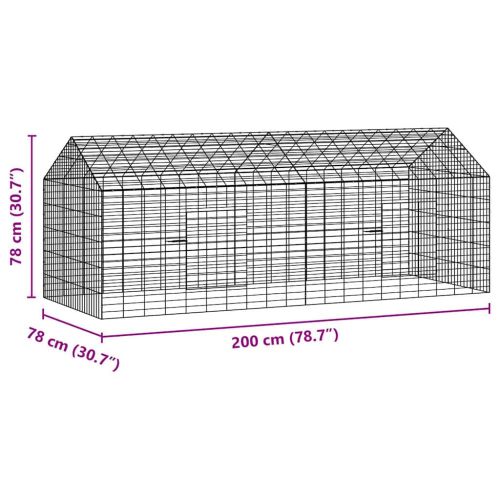 Клетка за заек Сребрист 200 x 78 x 78 см Галванизирана стомана