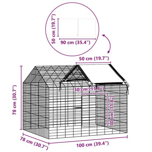 Клетка за заек Сребрист 100 x 78 x 78 см Галванизирана стомана