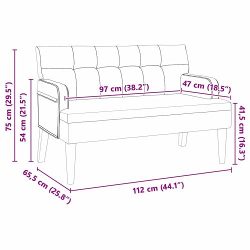 Пейка Честърфилд Черно 112 x 65,5 x 75 см Кадифе