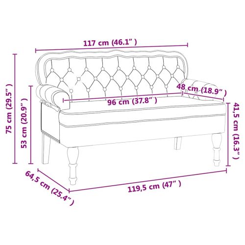 Пейка Честърфилд Бяло 119,5 x 64,5 x 75 см Изкуствена