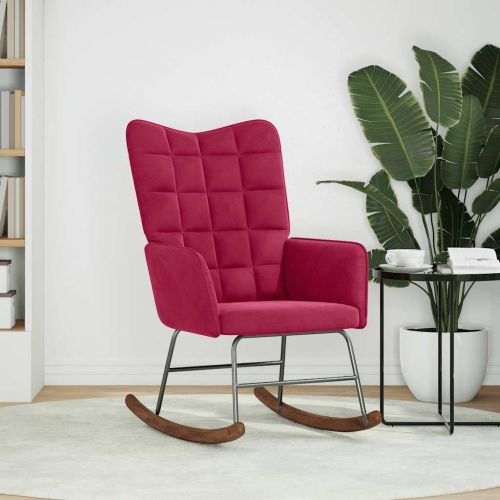 Люлеещ стол, виненочервен, кадифе