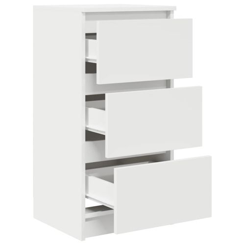 Сайдборд, бял, 37,5x35x76 см, инженерно дърво