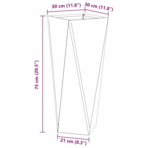 Кашпа Черно 30 x 30 x 75 см Стомана