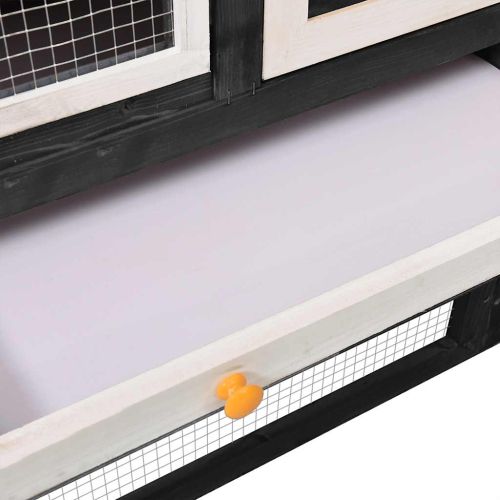 Клетка за зайци, сиво и бяло, 140x63x120 см, чам масив