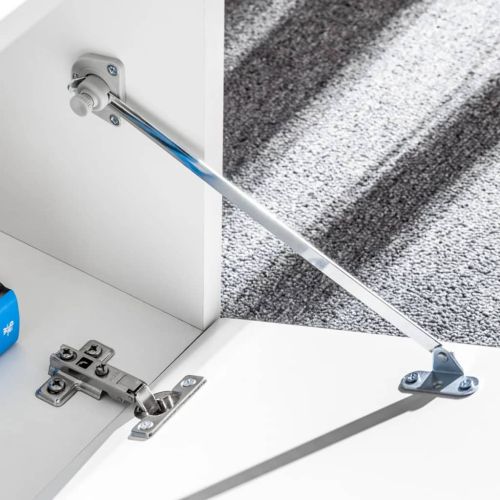 ТВ секция от 5 части с LED осветление, бял гланц