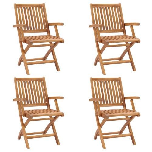 Сгъваеми градински столове, 4 бр, тик масив