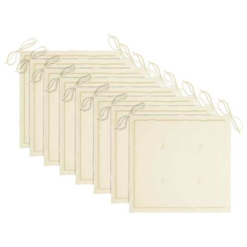 Сгъваеми градински столове с възглавници, 8 бр, тик масив