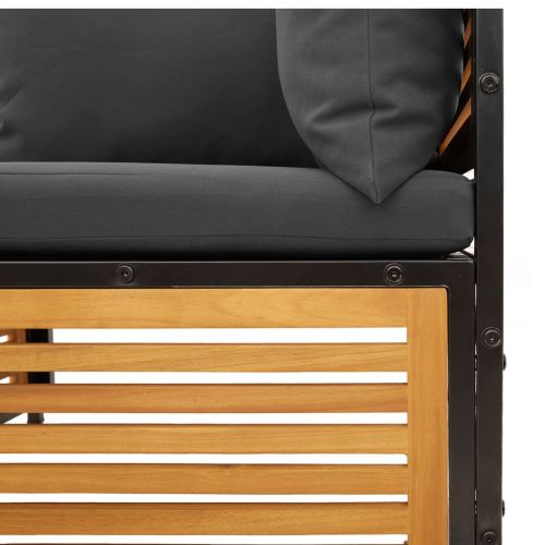 Градински диван с възглавници, 6 части, масив акация