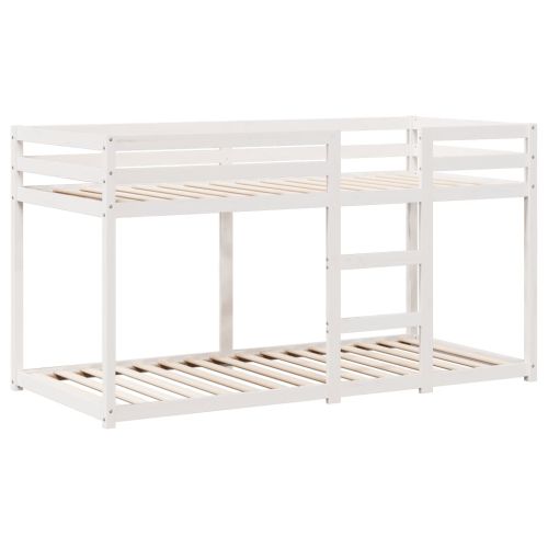 Двуетажно легло без матрак, бял, 90x190 см, борово дърво масив