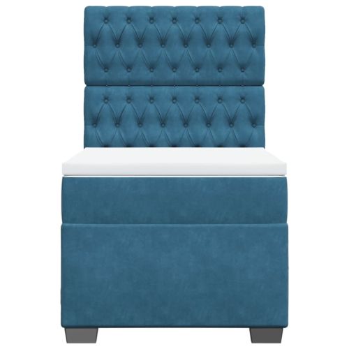 Боксспринг легло с матрак, синьо, 100x200 см, кадифе