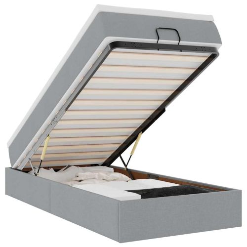 Османска легло с матрак, светлосиво, 80x200 см, плат