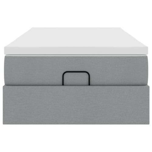 Османска легло с матрак, светлосиво, 80x200 см, плат