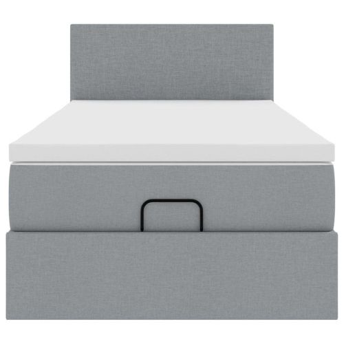 Османска легло с матрак и LED, светлосиво, 80x200 см, плат