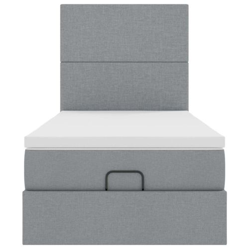 Османска легло с матрак, светлосиво, 80x200 см, плат