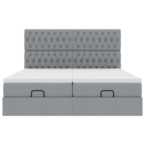Османска легло с матраци, светлосиво, 160x200 см, плат