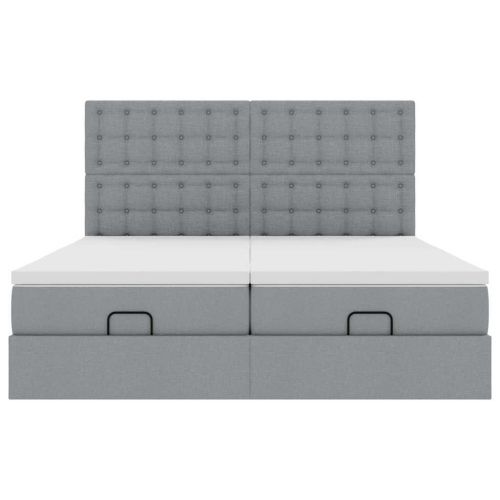Османска легло с матраци, светлосиво, 160x200 см, плат