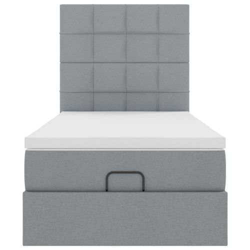 Османска легло с матрак и LED, светлосиво, 80x200 см, плат