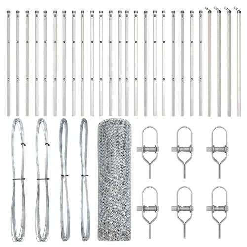 Стълб за ограда. Сребрист 50 x 0,4 м (25 мм мрежа) Стомана