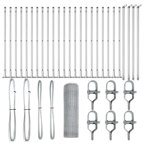 Стълб за ограда. Сребрист 50 x 0,4 м (25 мм мрежа) Стомана