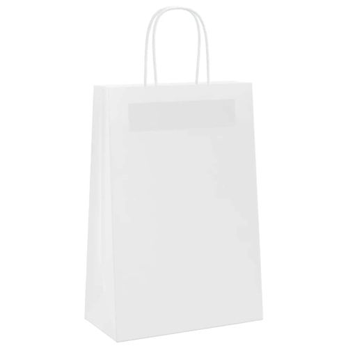 Хартиени торбички 250 бр с дръжки бели 21x11x31 см