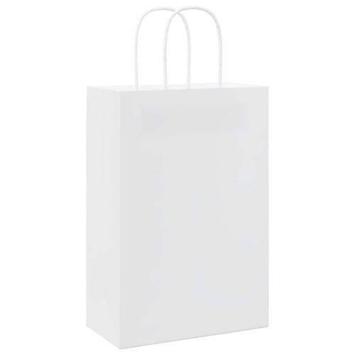Хартиени торбички 250 бр с дръжки бели 21x11x31 см