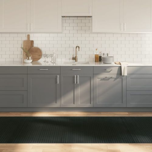 Килим, правоъгълен, сив, 100x1000 см, бамбук