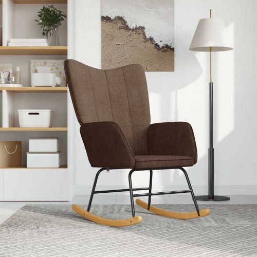 Люлеещ се стол, кафяв, текстил