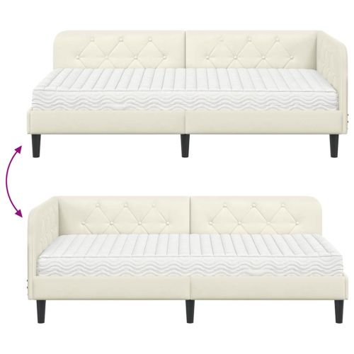 Ъглова рамка за легло Крем 90 x 190 cm Кадифе