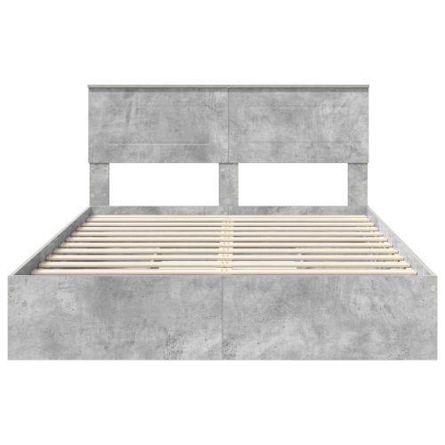 Легло с място за съхранение Циментено сиво 150 x 200 cm