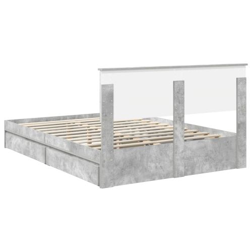 Легло с място за съхранение Циментено сиво 150 x 200 cm