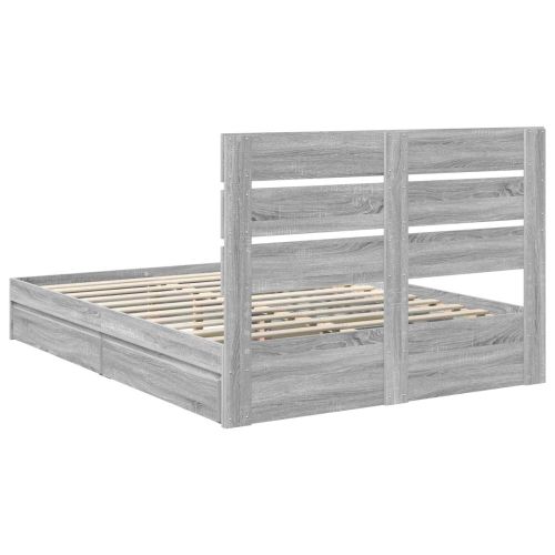 Легло с място за съхранение с таблото Сив Сонома 140 x 200 cm