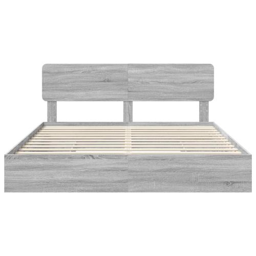 Легло с място за съхранение с таблото Сив Сонома 200 x 200 cm