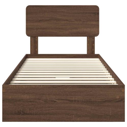 Легло с място за съхранение с таблото Кафяв дъб 100 x 200 cm