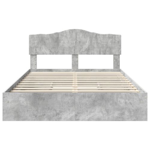 Легло с място за съхранение Циментено сиво 150 x 200 cm