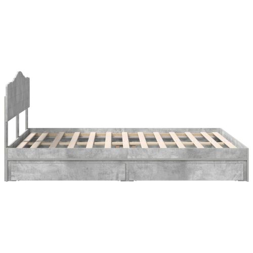 Легло с място за съхранение Циментено сиво 150 x 200 cm