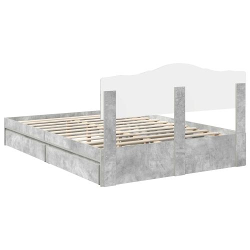 Легло с място за съхранение Циментено сиво 150 x 200 cm