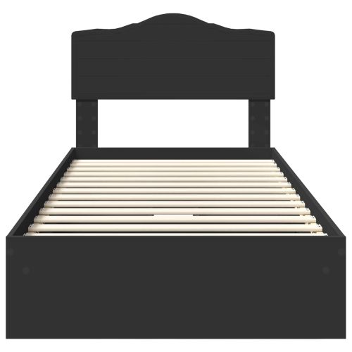 Легло с място за съхранение Черно 70 x 190 cm Инженерно дърво