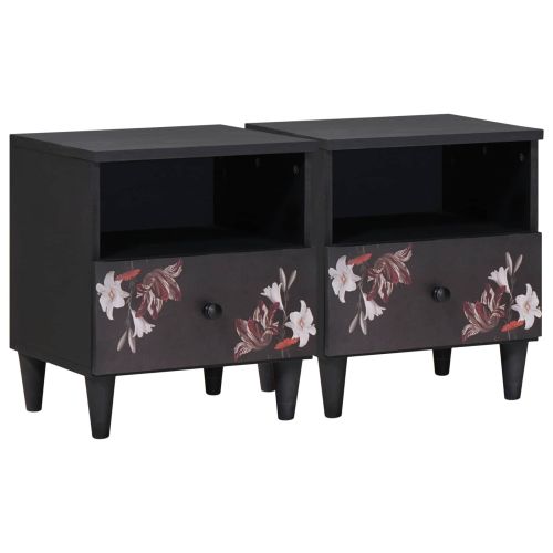 Нощно шкафче 2 pcs Кафяво 40 x 33 x 46 см Солидно мангово дърво