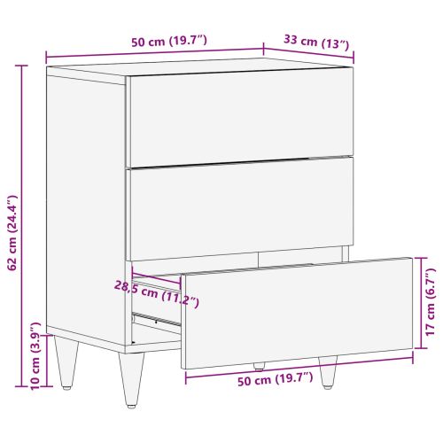 Нощно шкафче Многоцветен 50 x 33 x 60 см Солидно мангово дърво