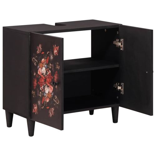 Шкаф за мивка Многоцветен 62 x 33 x 58 см Солидно мангово дърво