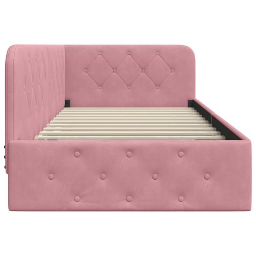 Ъглова рамка за легло Розово 100 x 200 cm Кадифе