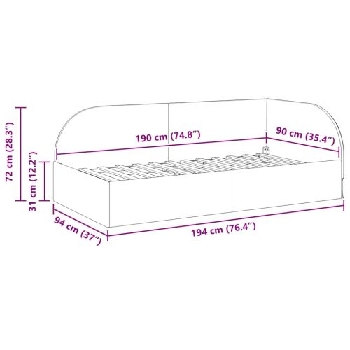 Ъглова рамка за легло Виненочервен 90 см x 190 см Кадифе