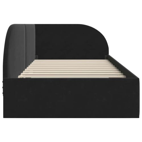 Ъглова рамка за легло с таблото Черно 90 см x 190 см Кадифе