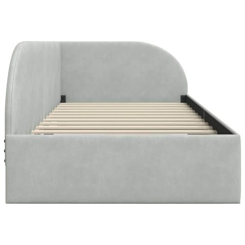 Ъглова рамка за легло Светлосиво 100 см x 200 см Кадифе
