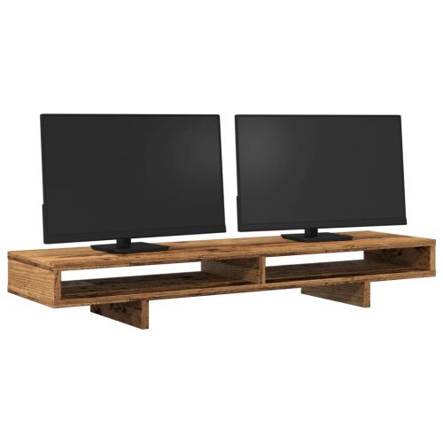 Поставка за монитор, старо дърво, 100x27x15 см, инженерно дърво