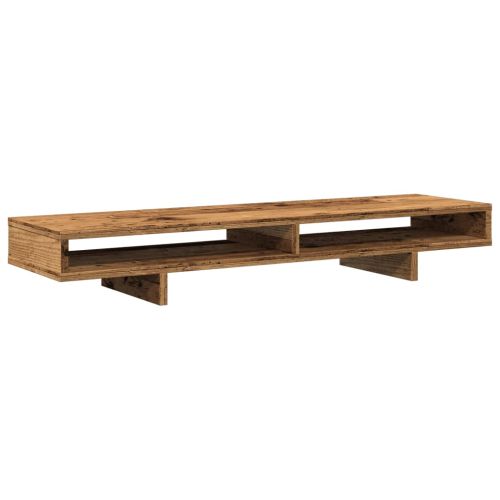 Поставка за монитор, старо дърво, 100x27x15 см, инженерно дърво