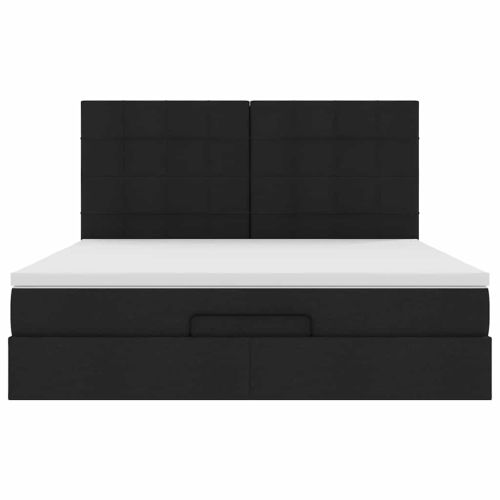 Османска легло с матрак, черно, 160x200 см, плат