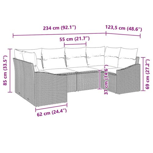 Градински Софа Комплект със съхранение 6 pcs Сив полиратан