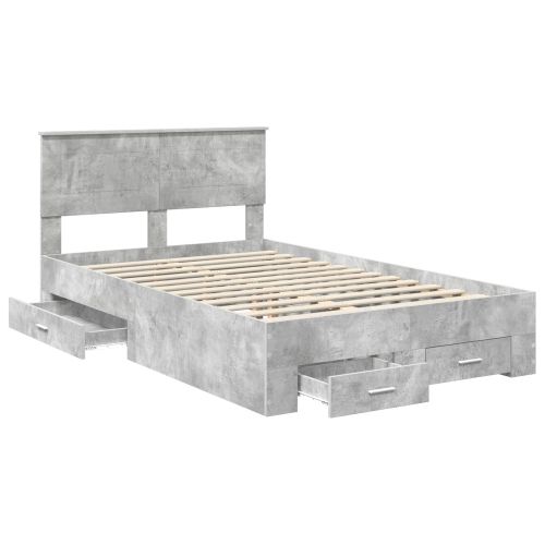 Рамка за легло Циментено сиво 135 x 190 cm Инженерно дърво